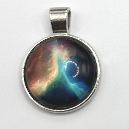 Glass Cabochon Pendant Necklace - Galaxy