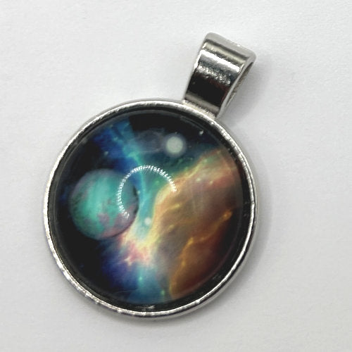Glass Cabochon Pendant Necklace - Galaxy