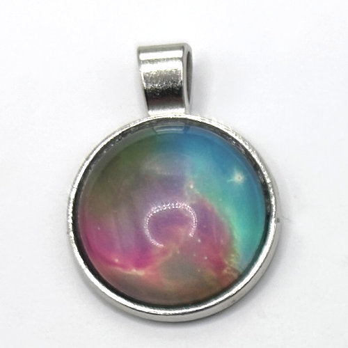 Glass Cabochon Pendant Necklace - Galaxy