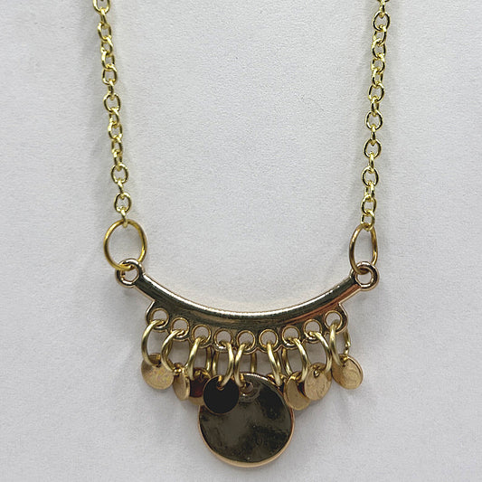 Dangling Golden Discs Necklace