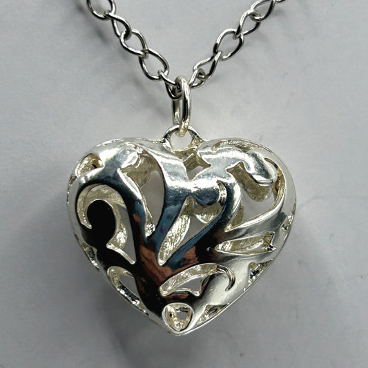 Open Bright Heart Filigree Pendant