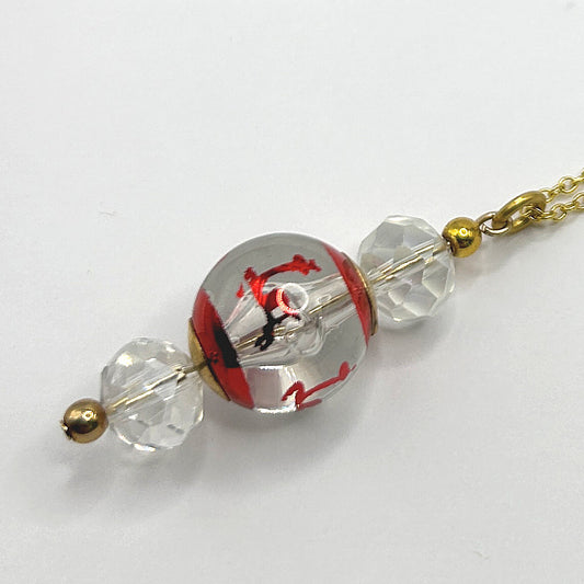 Clear Christmas Pendant with Red Reindeer