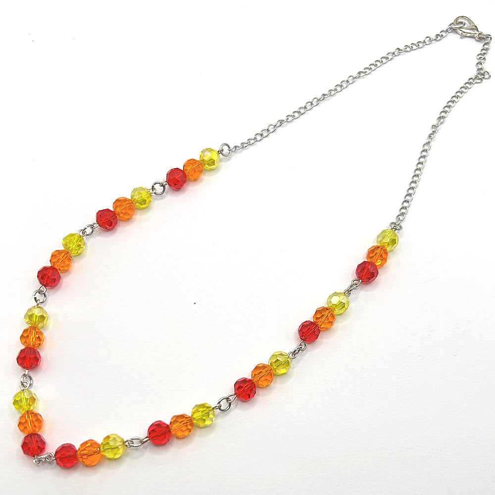 Red, Orange, and Yellow Glass Beaded Necklace