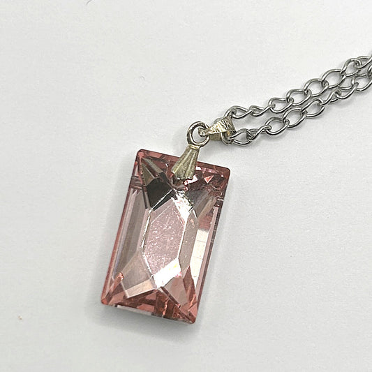 Pink Rectangle Pendant Necklace