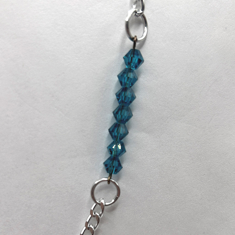 Long Aluminum and Blue Sectioned Necklace