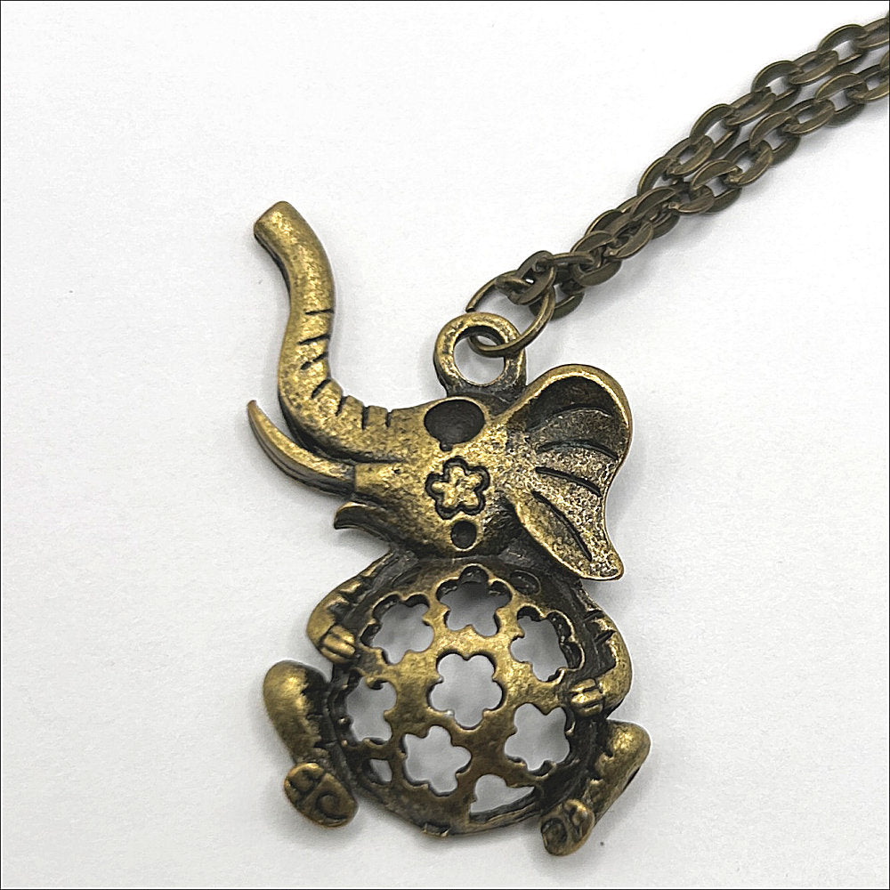 Bronze Elephant Pendant Necklace