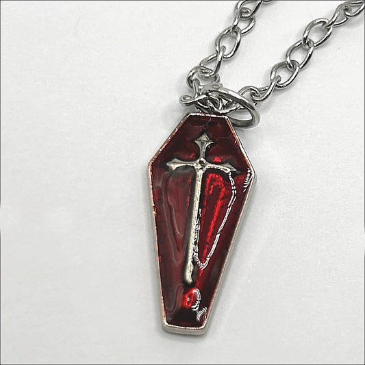 Red Coffin Pendant Necklace