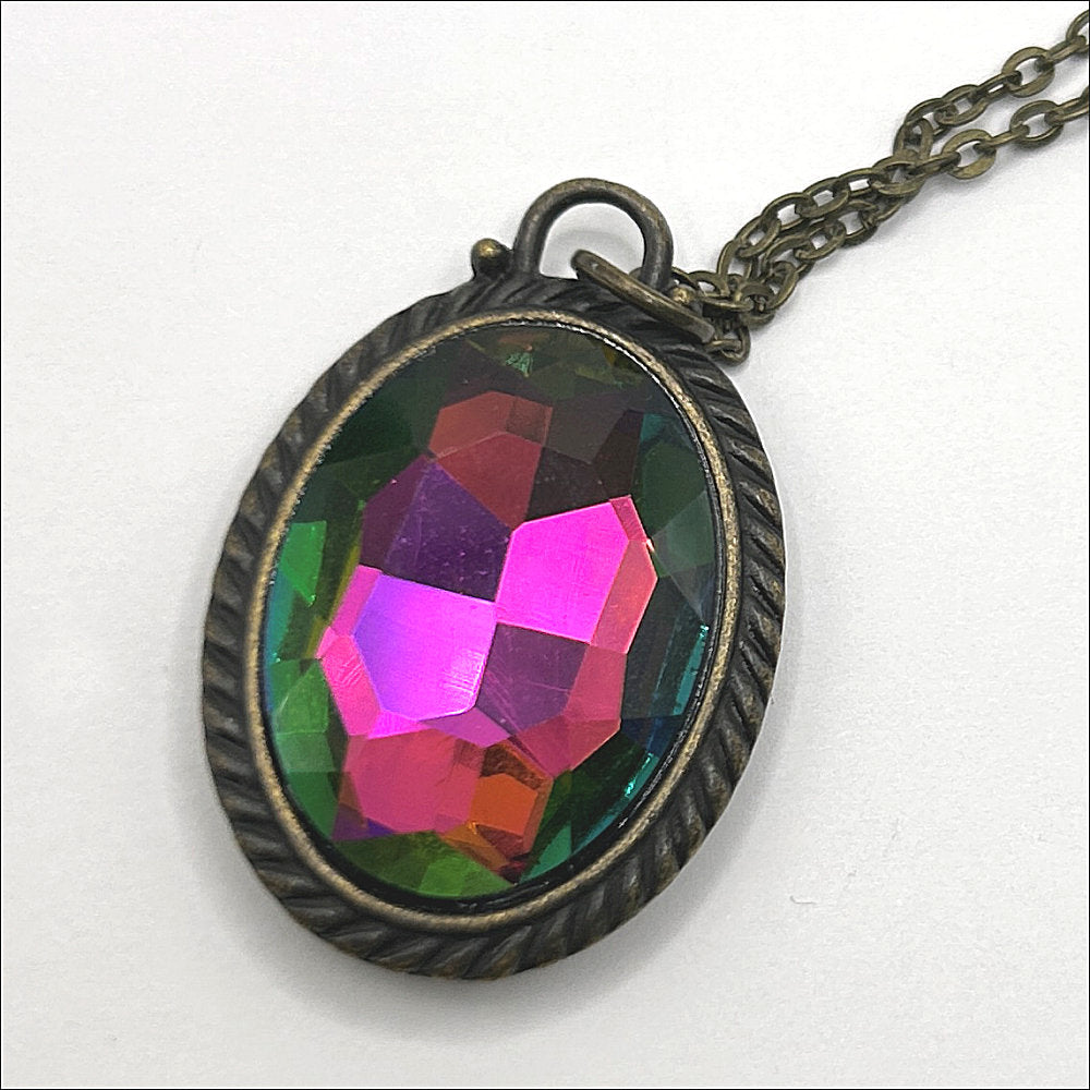 Large Oval Multicolor Glass Pendant