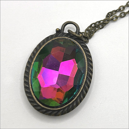 Large Oval Multicolor Glass Pendant
