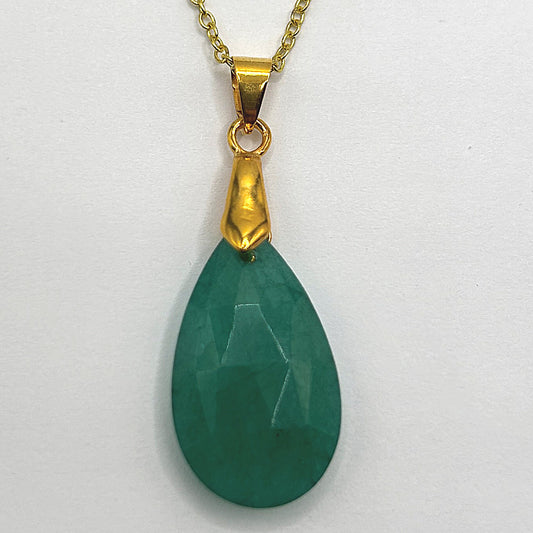 Dyed Manmade Jade Teardrop Pendant
