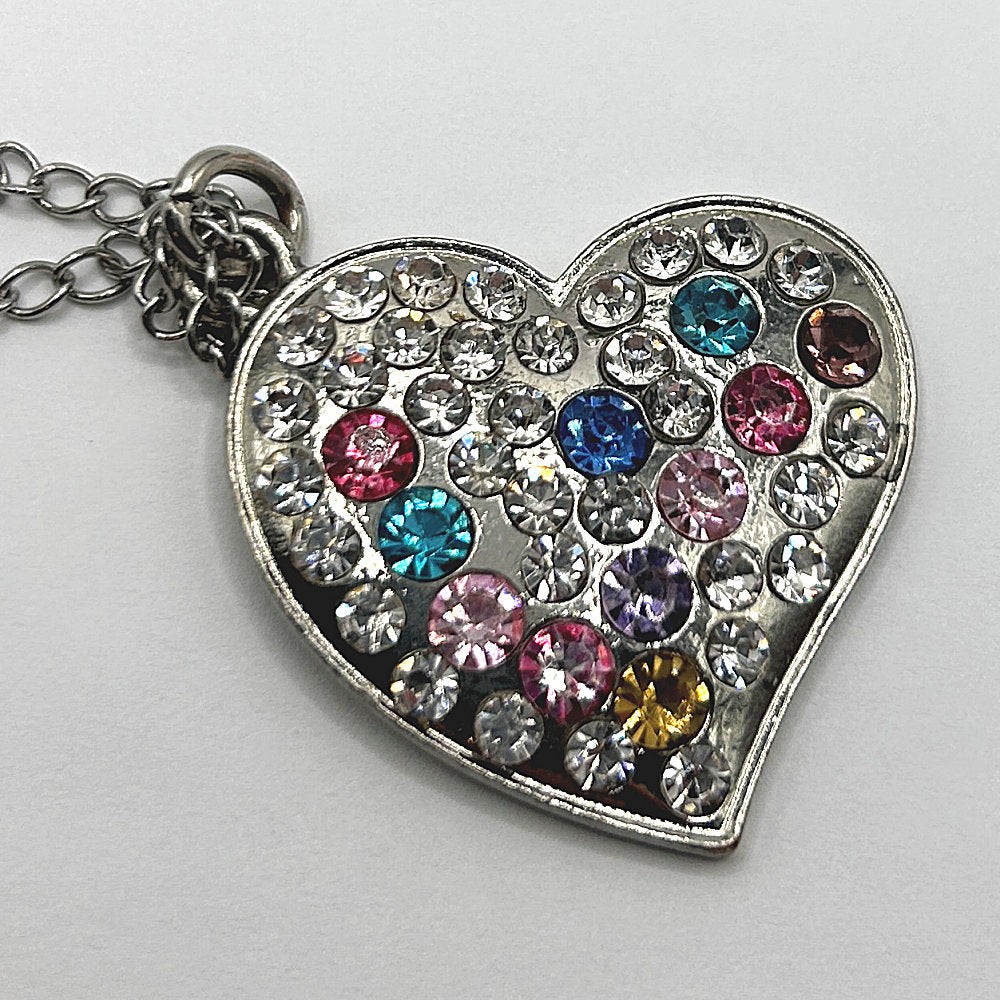 Multicolor Large Rhinestone Heart Pendant