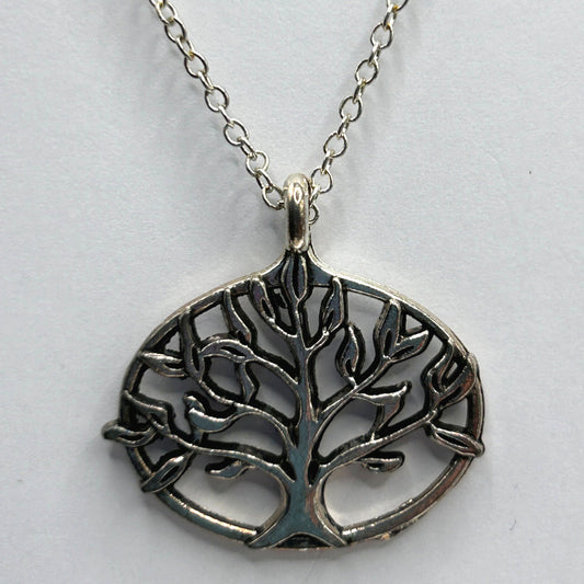 Oval-Shaped Tree of Life Pendant Necklace