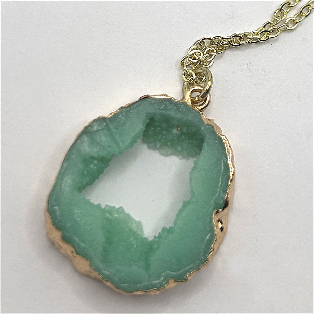 Green Druzy Pendant Necklace