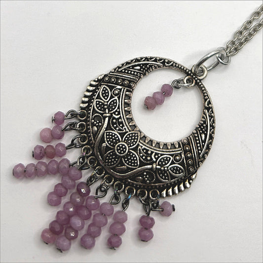 Fancy Floral Filigree Pendant with Amethyst Beads