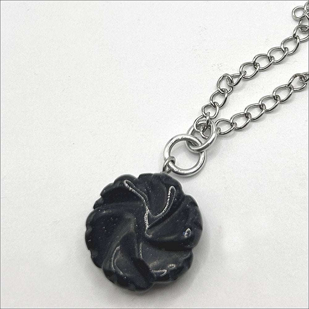 Blue Manmade Goldstone Flower Pendant Necklace