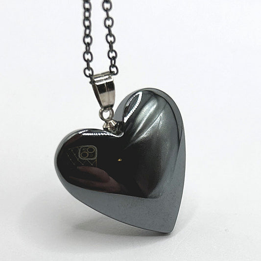 Faux Hematite Heart Pendant