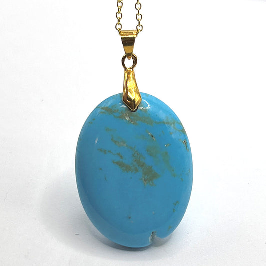 Large Faux Turquoise Oval Pendant