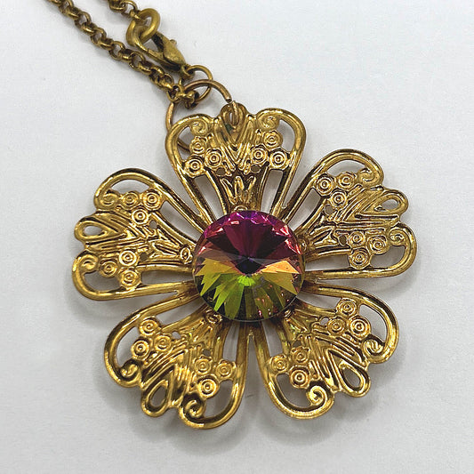 Flower Pendant with Multicolor Rivoli