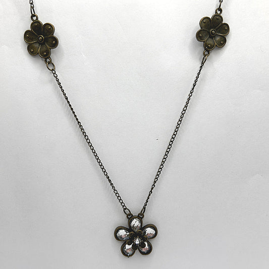 Long Bronze Flower Necklace