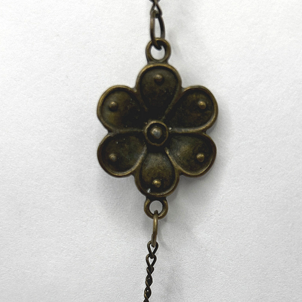 Long Bronze Flower Necklace