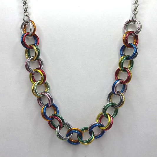 Multicolor Anodized Aluminum Chainmail-Weave Necklace