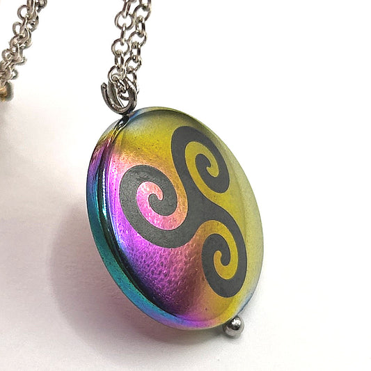 Rainbow Metal Swirl Design Pendant
