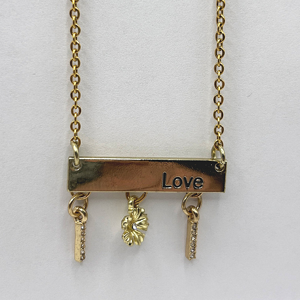 Love Bar Pendant with Dangles