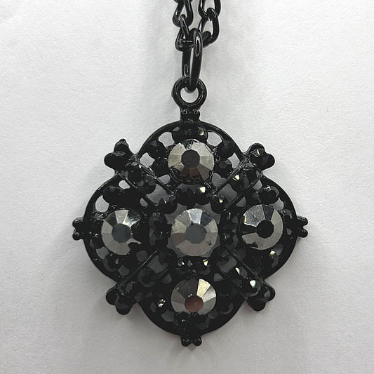 Black and Rhinestone Large Pendant