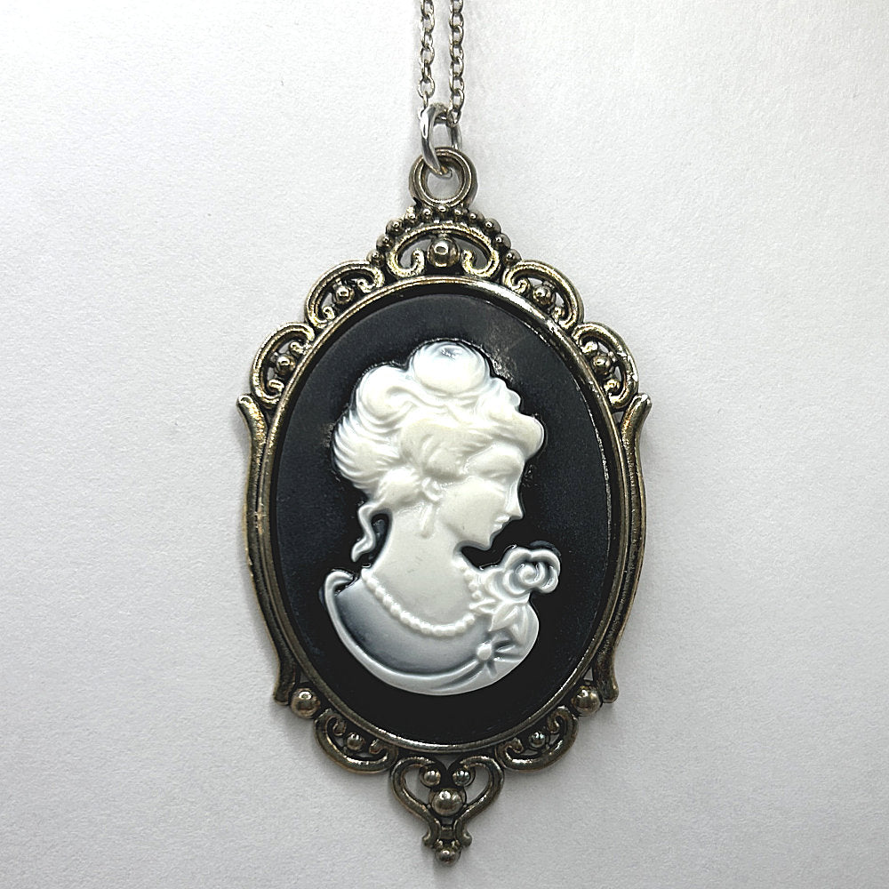 Large Black and White Cameo Pendant