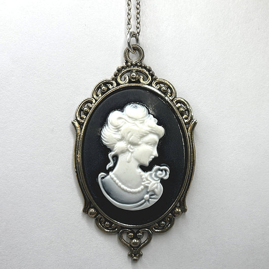 Large Black and White Cameo Pendant