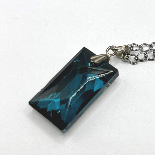 Blue Rectangle Pendant Necklace