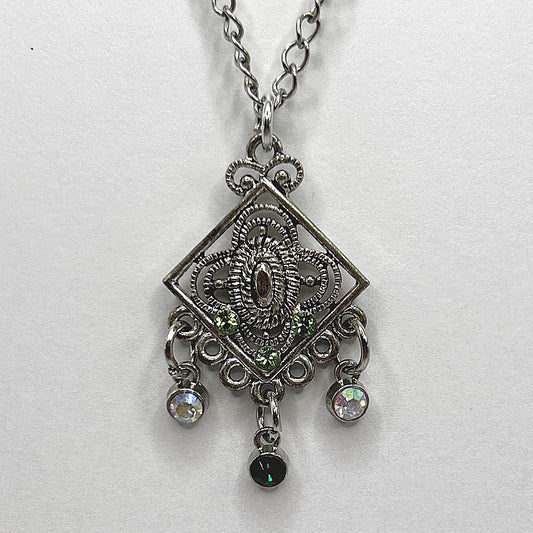 Diamond-Shaped Pendant with Dangles