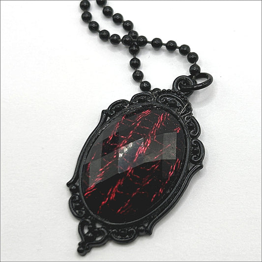 Red Oval Pendant Necklace