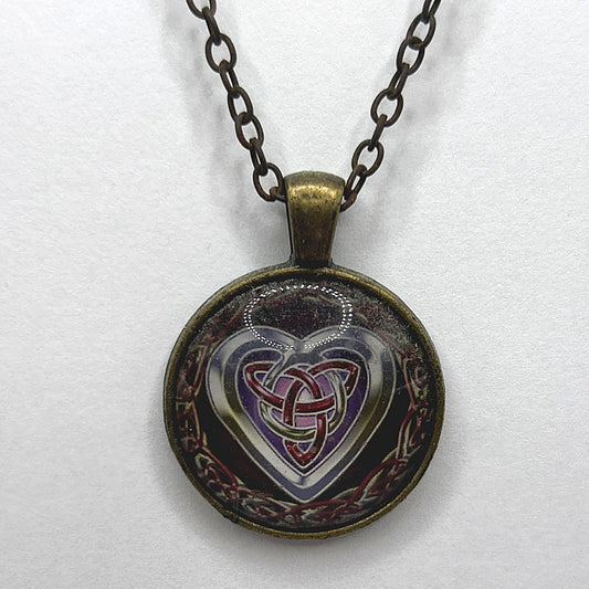 Glass Cabochon Necklace - Celtic Knot Heart