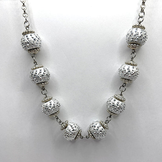 Studded White Ball Necklace
