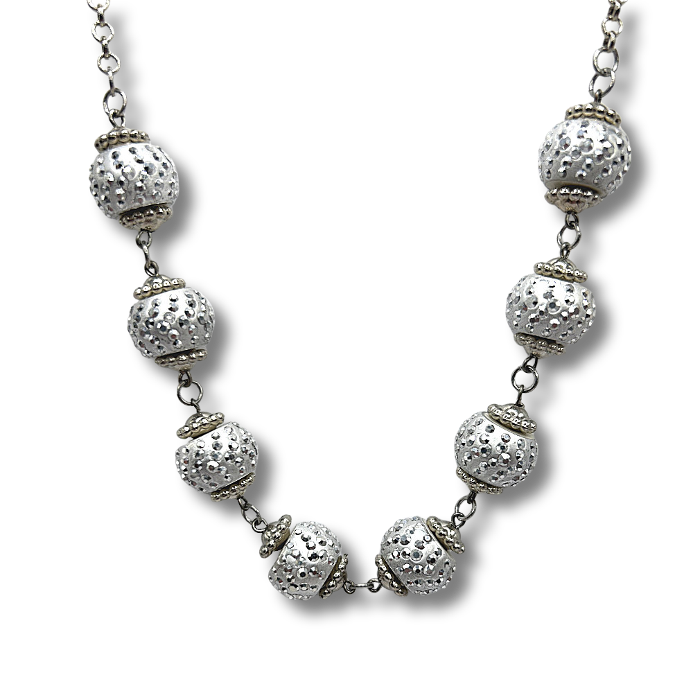 Studded White Ball Necklace