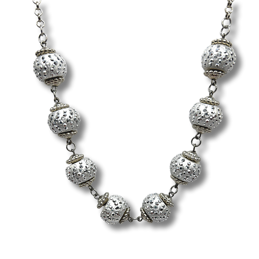 Studded White Ball Necklace
