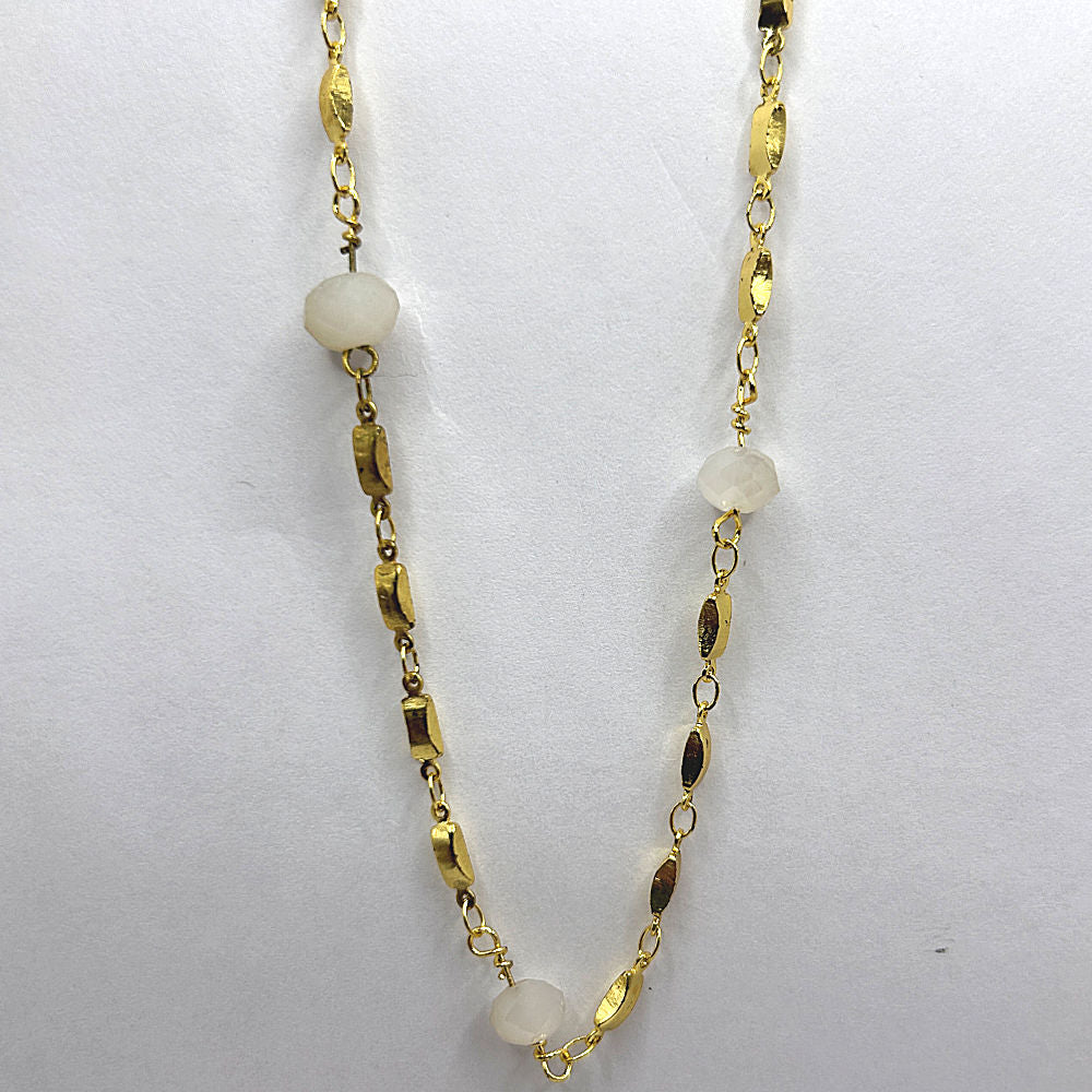 Golden Links Necklace with Cream Accents