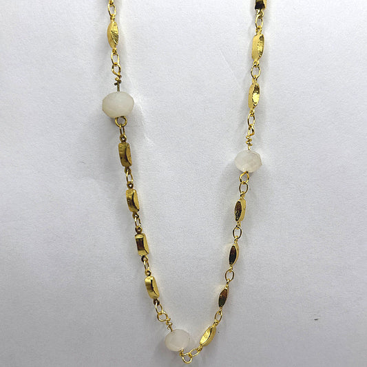 Golden Links Necklace with Cream Accents