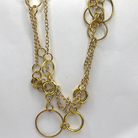 Multi-Strand, Multi-Rings Golden Necklace