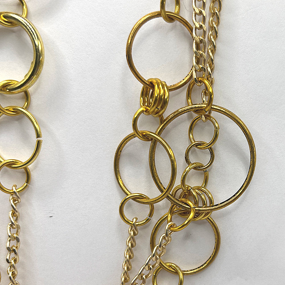 Multi-Strand, Multi-Rings Golden Necklace