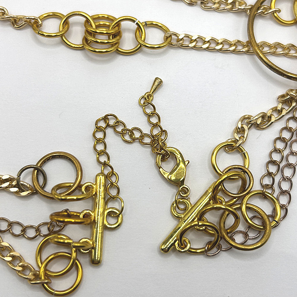 Multi-Strand, Multi-Rings Golden Necklace