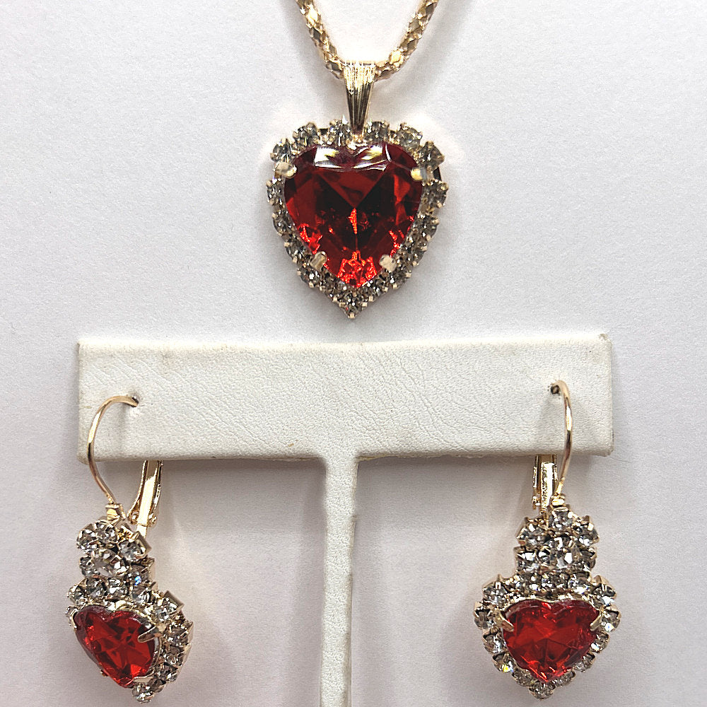 Red Sparkly Heart Jewelry Set