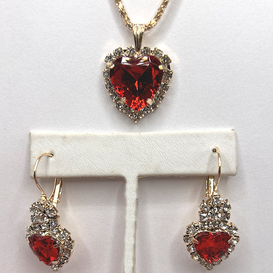 Red Sparkly Heart Jewelry Set