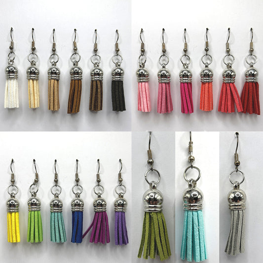 Dyed Faux Suede Tassel Earrings